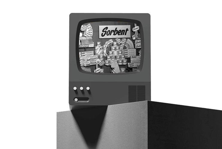 A TV displaying a man